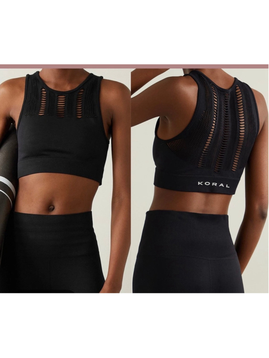 Koral Other - NWT Koral Nada Seamless Mesh Inset Black Sport Bra Top High Neck- Size Large